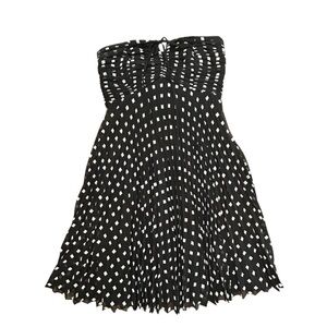 Ann Taylor Black White Chiffon Print‎ Strapless Empire Ruched Waist Dress Size 6